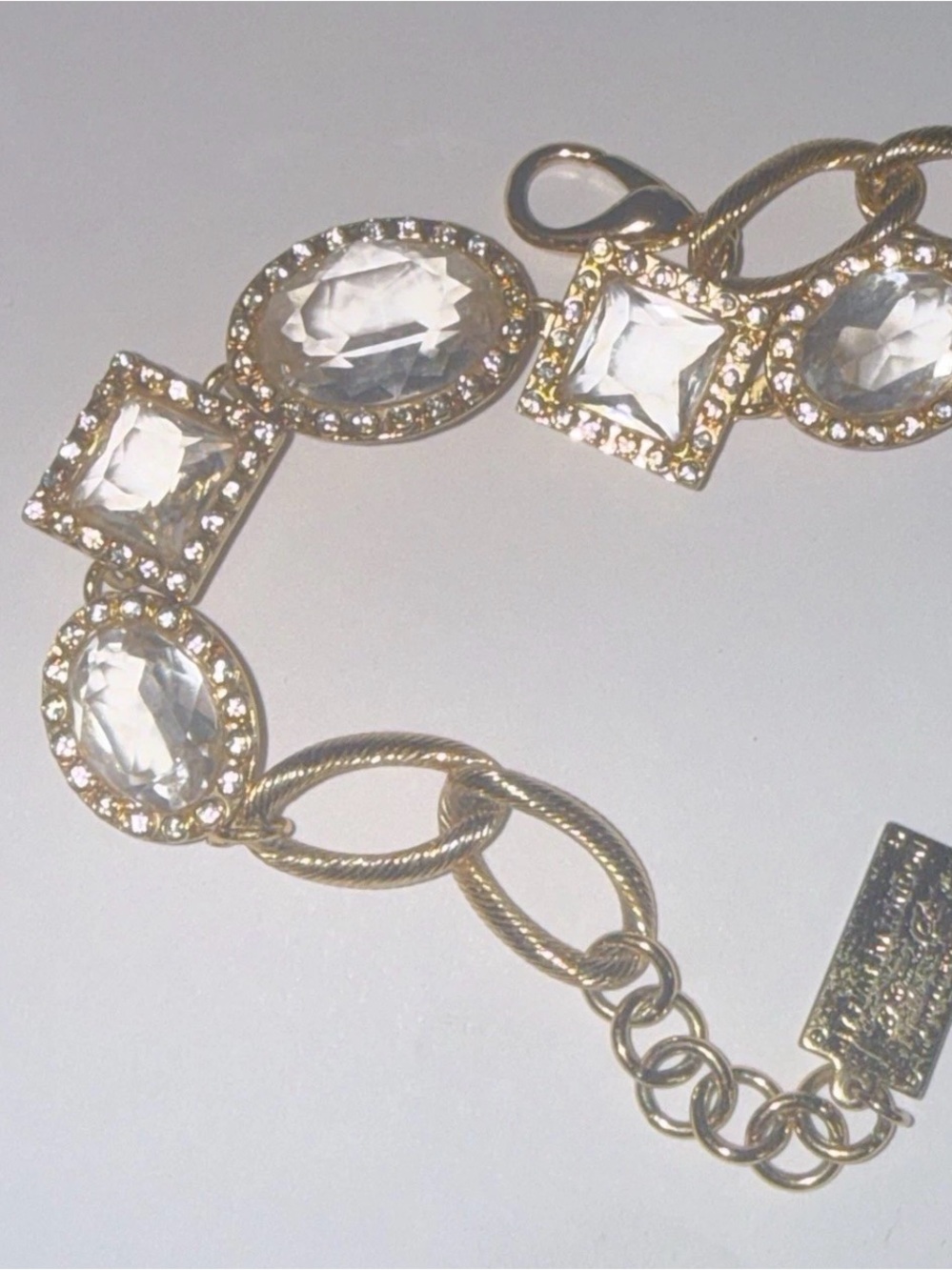 My Flat In London Jan Haedrich Bracelet Crystal Open Bezel Gold Tone